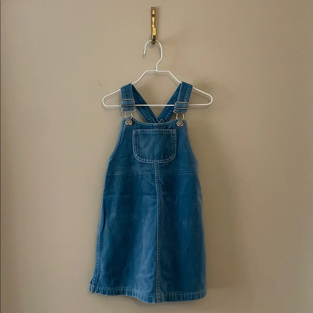 BABY GAP Kids Vintage 2002 Y2K Velvet Jumper Overall Dress in Blue Size 3T